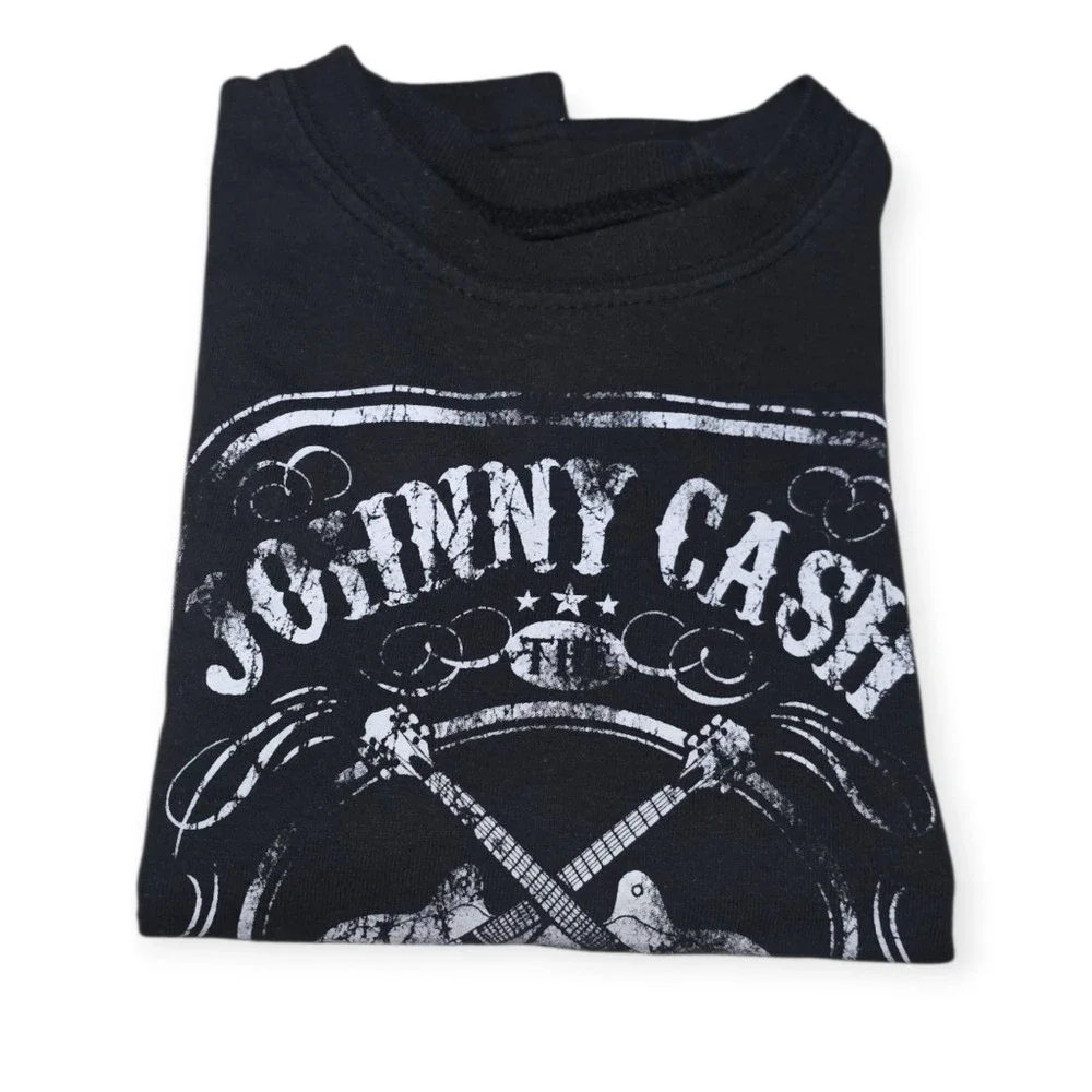 Johnny Cash Kids Man In Black Distressed Graphic T-Shirt Black‎ 4T